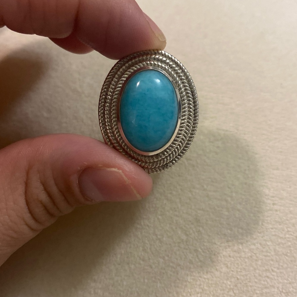 Turquoise Oval Stone Silver Ring